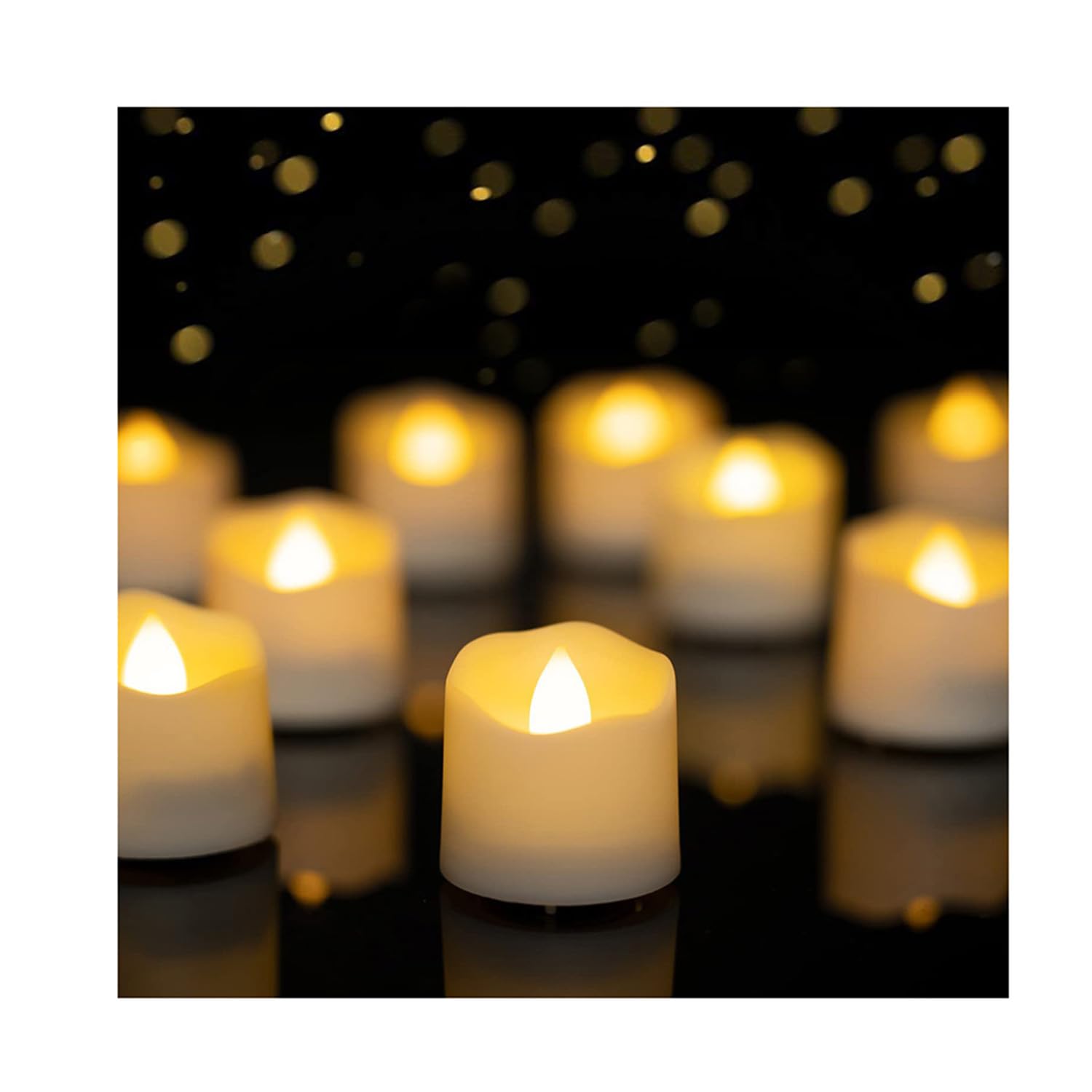 Qniceone Tea Lights Battery Operated Candle 12 Pack Electric Fake Candle Flameless Flickering Candles Electric Battery Operated LED Tea Light Sets for Holiday Birthday Home Decor and Gifts -Warm White