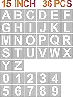 Vista 21 de YEAJON 36 plantillas de letras y números, plantillas de manualidades del alfabeto, plantillas de plástico reutilizables para pintar en madera