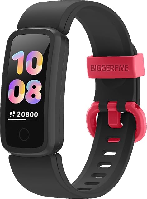 BIGGERFIVE Vigor Fitness Tracker Watch for Kids Girls Boys Ages 5-15, Activity Tracker, Pedometer, Heart Rate Sleep Monitor, IP68 Waterproof Calorie Step Counter Watch with Alarm Clock