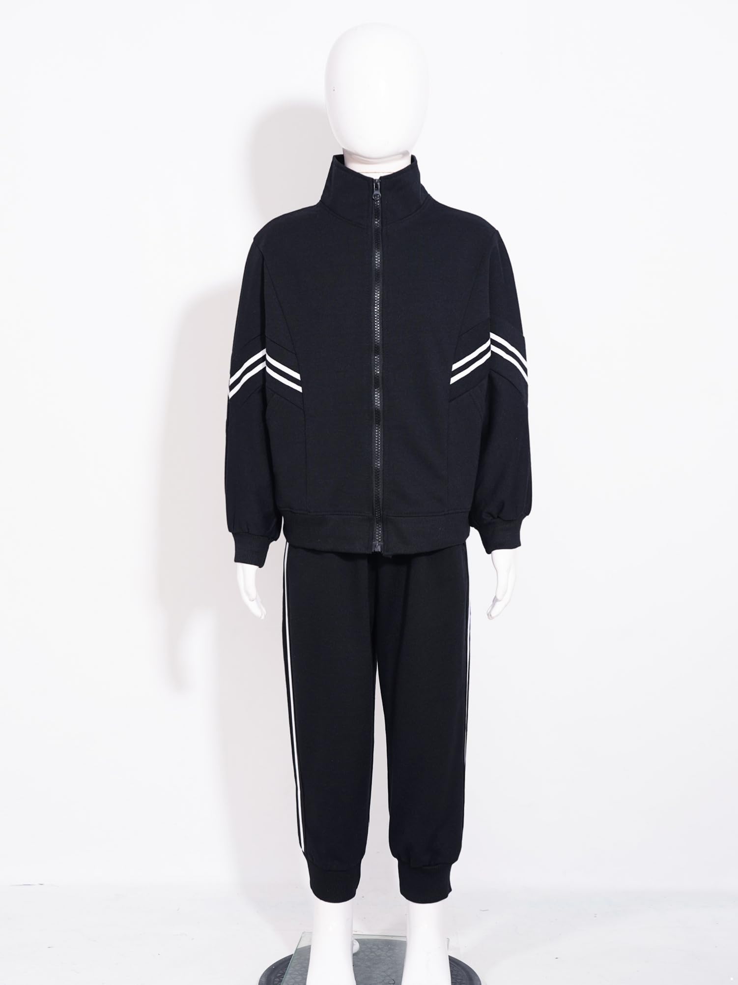 CHICTRY Dziecięcy dres sportowy, zestaw, bluza z długim rękawem, kurtka ze stójką, bluza z zamkiem błyskawicznym, spodnie z wysokim stanem, rozciągliwe spodnie do biegania