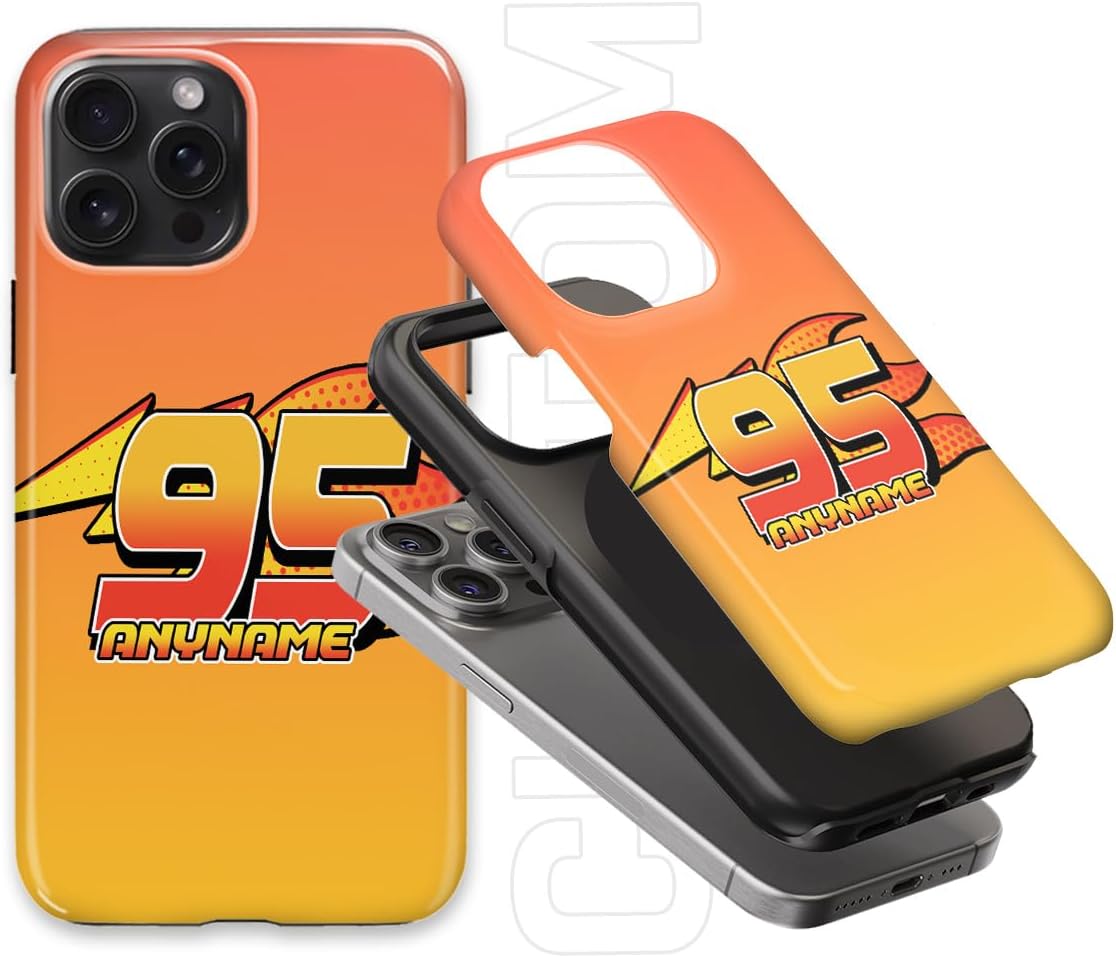Custom Racing Name Phone Case Personalized Race Number Flame Car