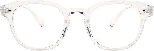 FEISEDY Gafas redondas retro vintage con bloqueo de luz azul, gafas clásicas para mujeres y hombres, B2349, marco transparente