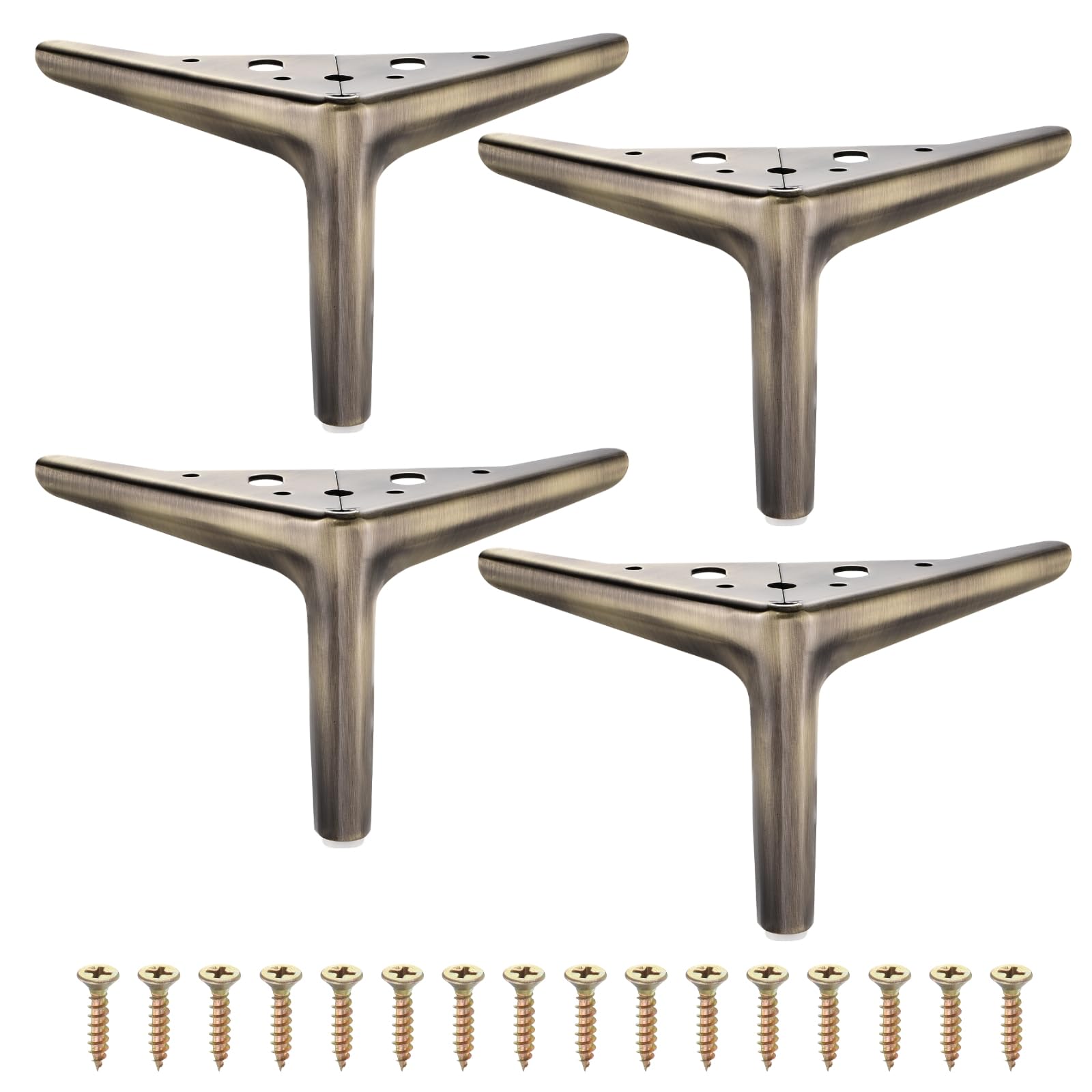 sourcing map 4 patas de metal para muebles, patas triangulares resistentes de 4.72 pulgadas para muebles, patas de repuesto para cama, mesa, armario, silla de sofá (bronce)