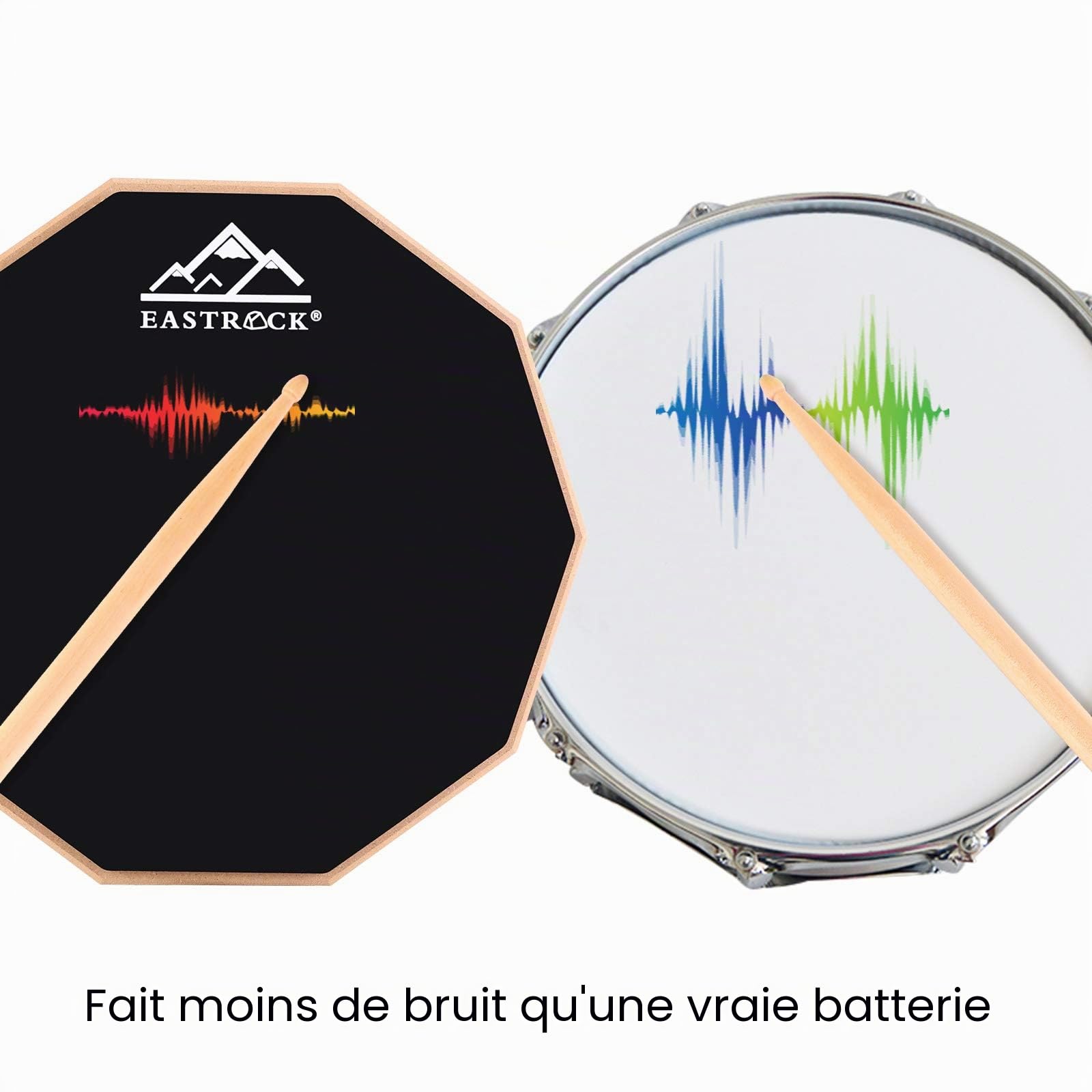 EASTROCK Drum Pad d'entraînement 11 pouces, Silicone Pad Batterie avec Baguettes, Pratique pour Débutants et Mélomanes, Pad d'entraînement à double face avec sac (Noir)
