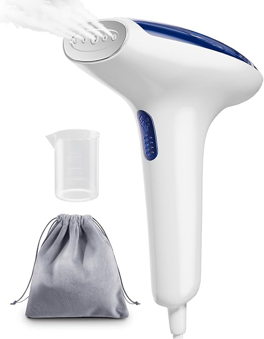 CPWORLD Steamer for Clothes, Portable Mini Travel Garment Steamer, 20-Second Fast Heat-up, Strong Penetrating Steam, Handheld Steamer, Water Cup and Storage Bag Included, for Home and Travel(Blue)