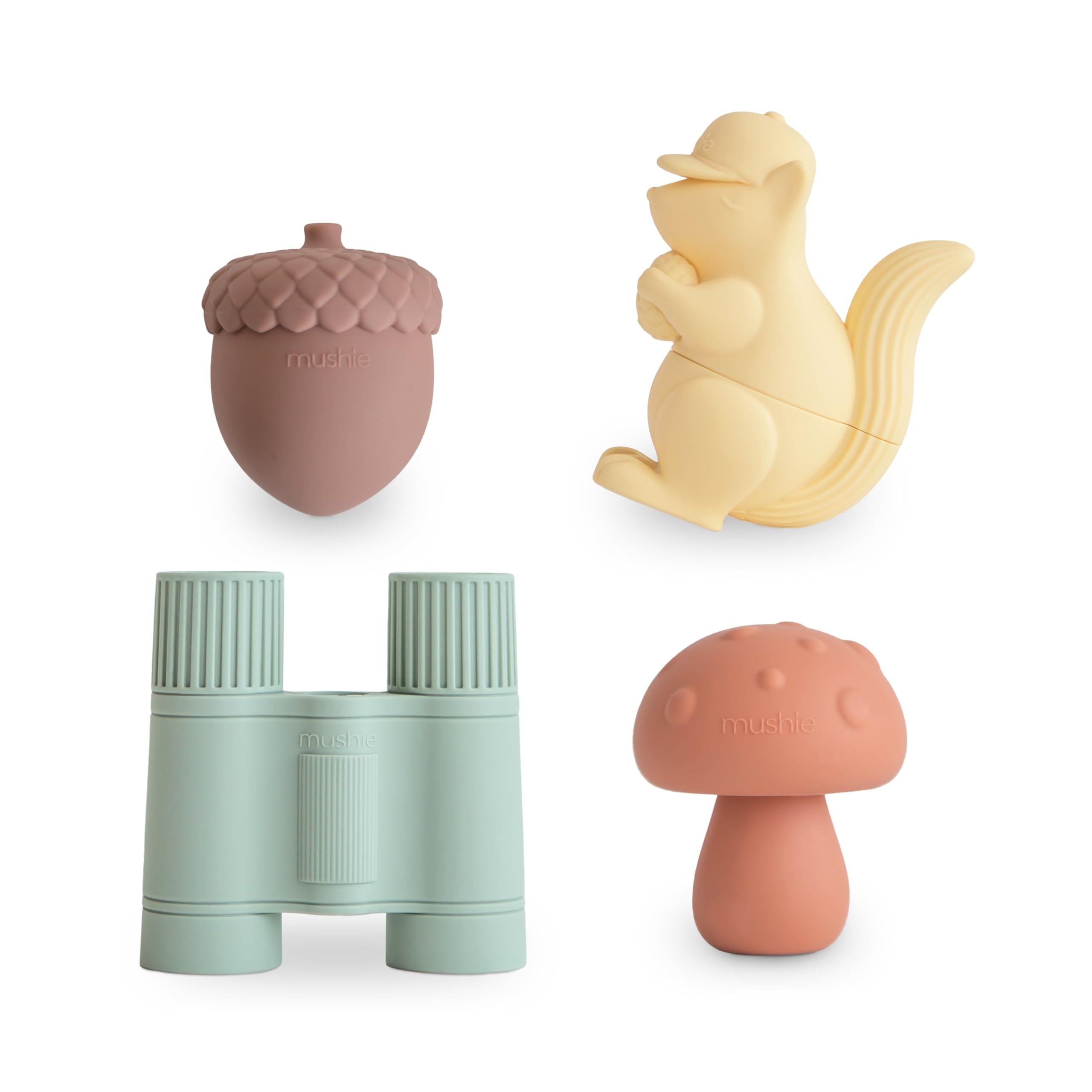 mushie Nature Bath Toys Play Set for Toddlers | 100% Food Grade Silicone | Mold Free, Pack of 4
