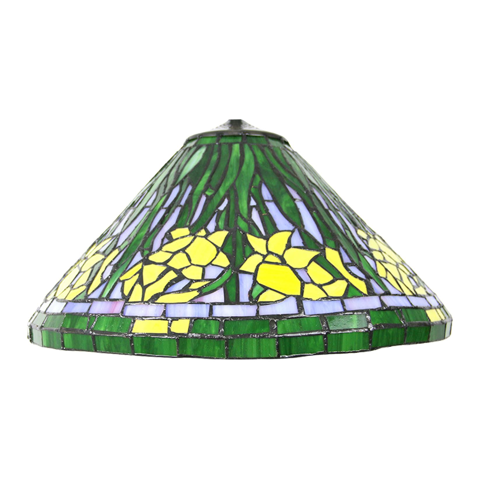 SaryEdge Tiffany Lamp Shade Replacement Only 16 Inch Yellow Daffodils Stained Glass Lampshades Accessories Vintage Flowers Green Leaf Light Cover for Table Lamp Pendant Light Floor Lam，