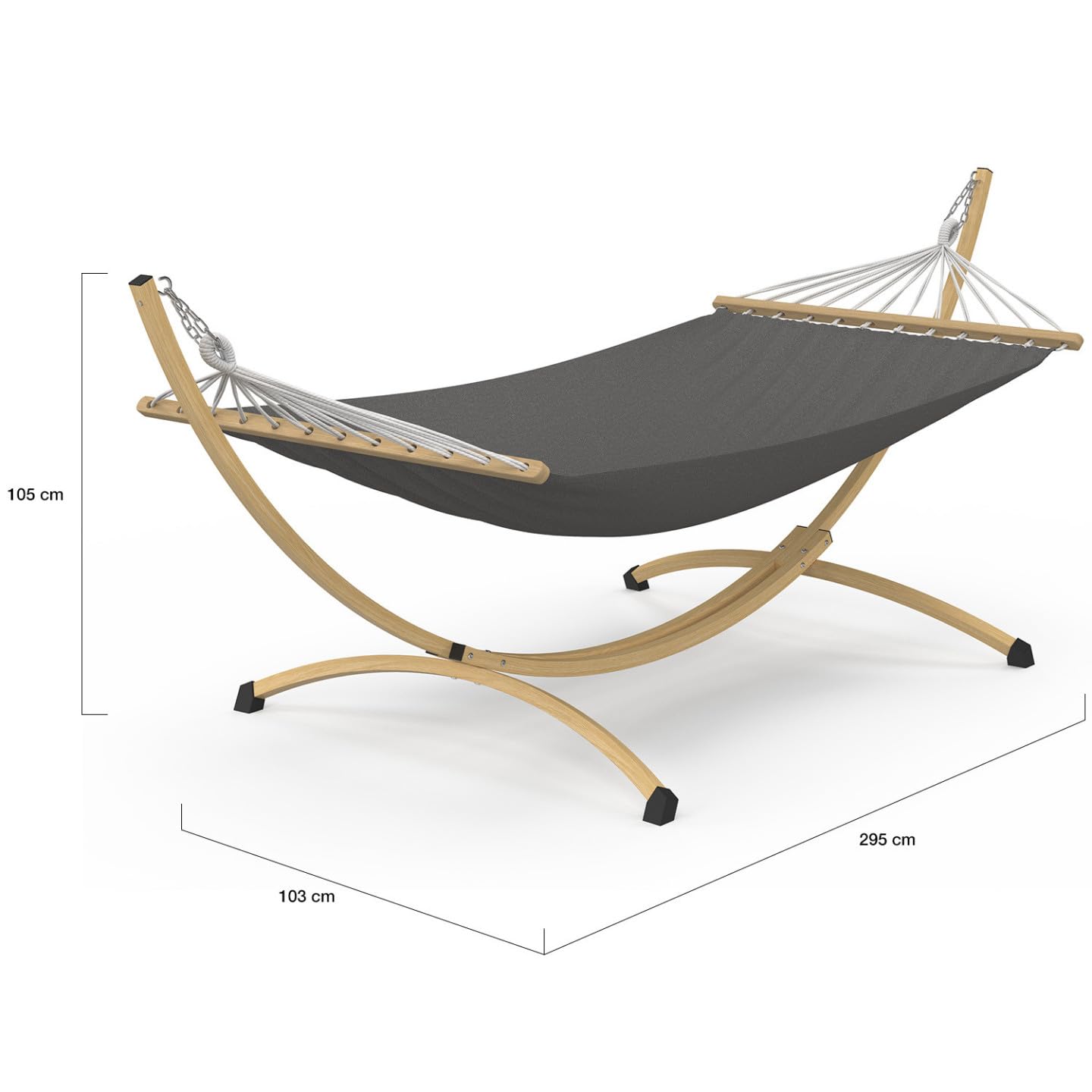 IDMarket - Amaca XL con supporto in metallo effetto legno e tela grigia