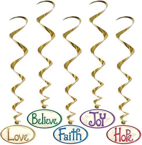 Palabra de Navidad colgando remolinos de 40 pulgadas, 5 por paquete