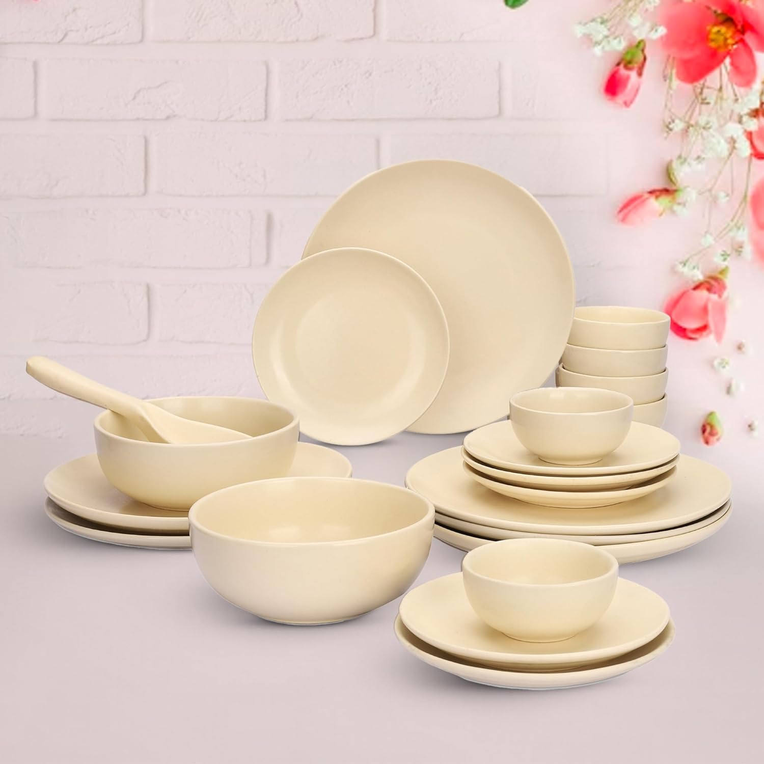 Heart Home 20 Pcs Ceramic Dinner Set | Dishwasher & Microwave Safe