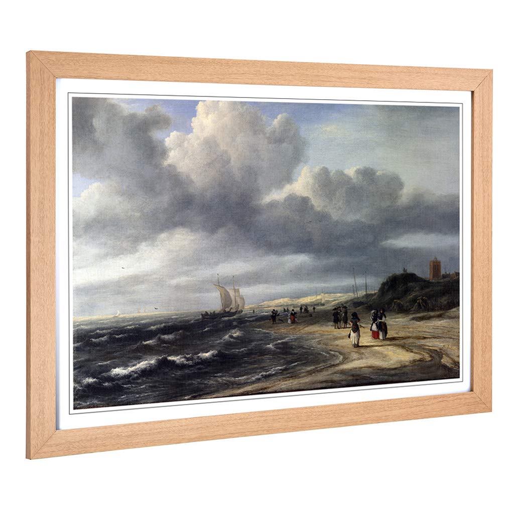 Big Box Art Framed Print of Jacob Ruisdael The Shore at Egmond Design | Wall Art Picture | Home Decor for Kitchen, Living Room, Bedroom, Hallway, Oak, A2 / 24.5x18 Inch / 62x45cm