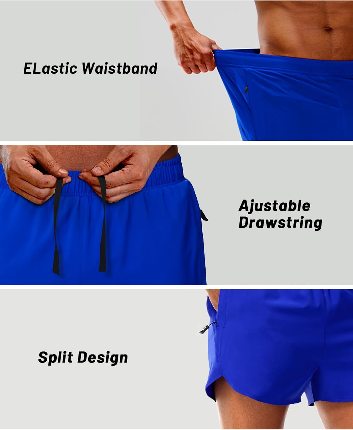 MIER Men's 3 Inch Inseam Running Shorts with Brief Liner Dry Fit Gym Athletic Workout Exercise Shorts with Zipper Pocket - Image 5