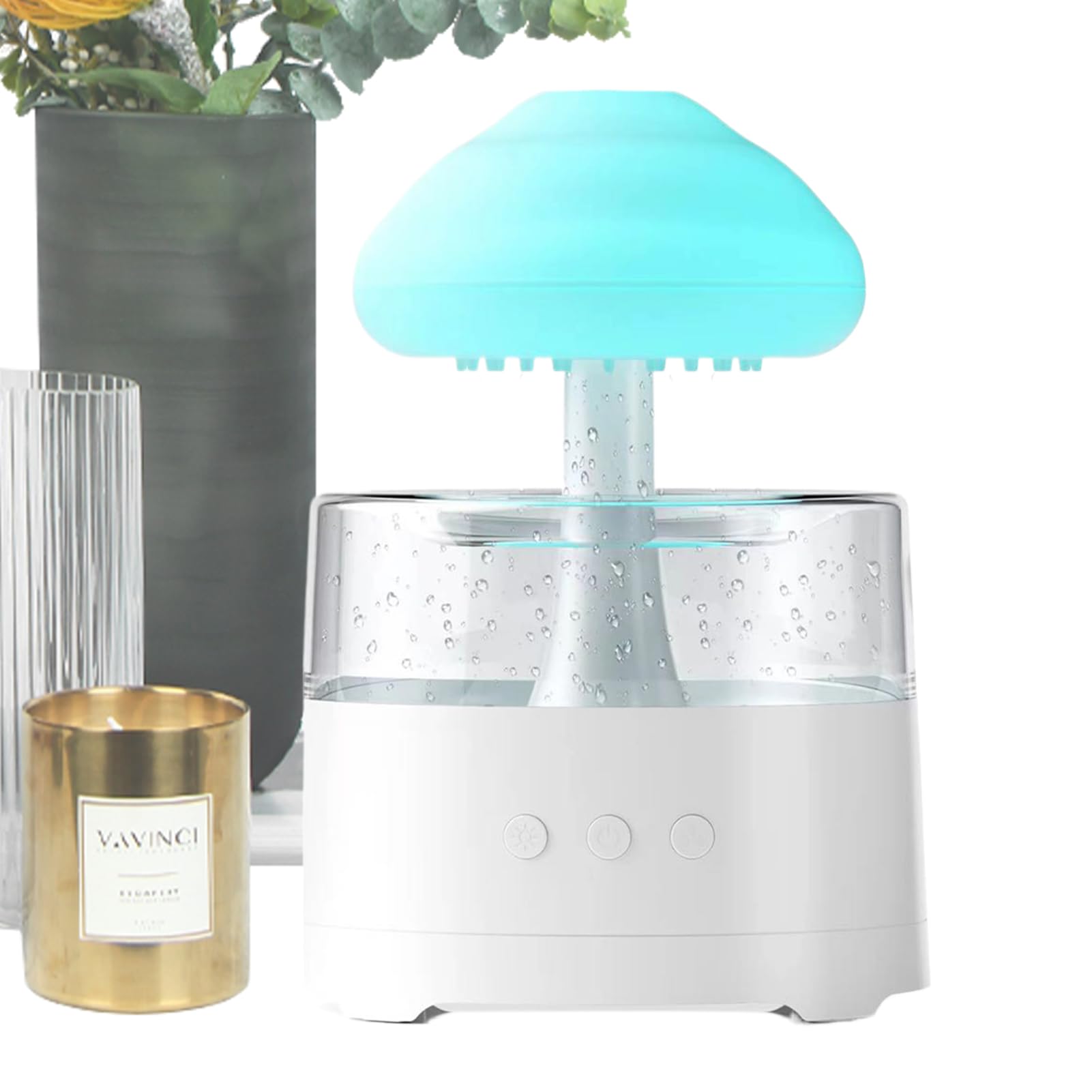 Rain Humidifier - Cloud Water Drip Diffuser, Mushroom Waterfall Lamp | Raindrop Mist Sprayer, Ambient, Relaxing Sound Humidifier For Sleep Reading Yoga Home