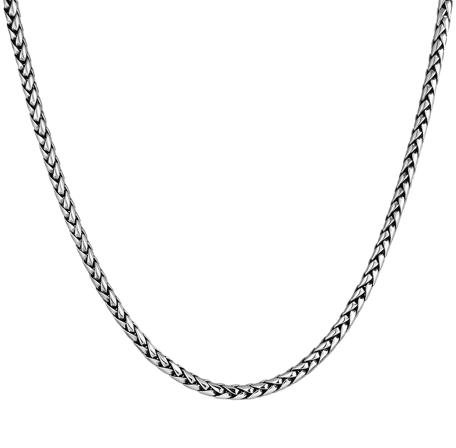 Kuzzoi Exclusivo collar para hombre con eslabones trenzados (5 mm), cadena de eslabones redondos para hombre o amigo, cadena maciza para hombre sin colgante de plata de ley 925, longitud 50-60