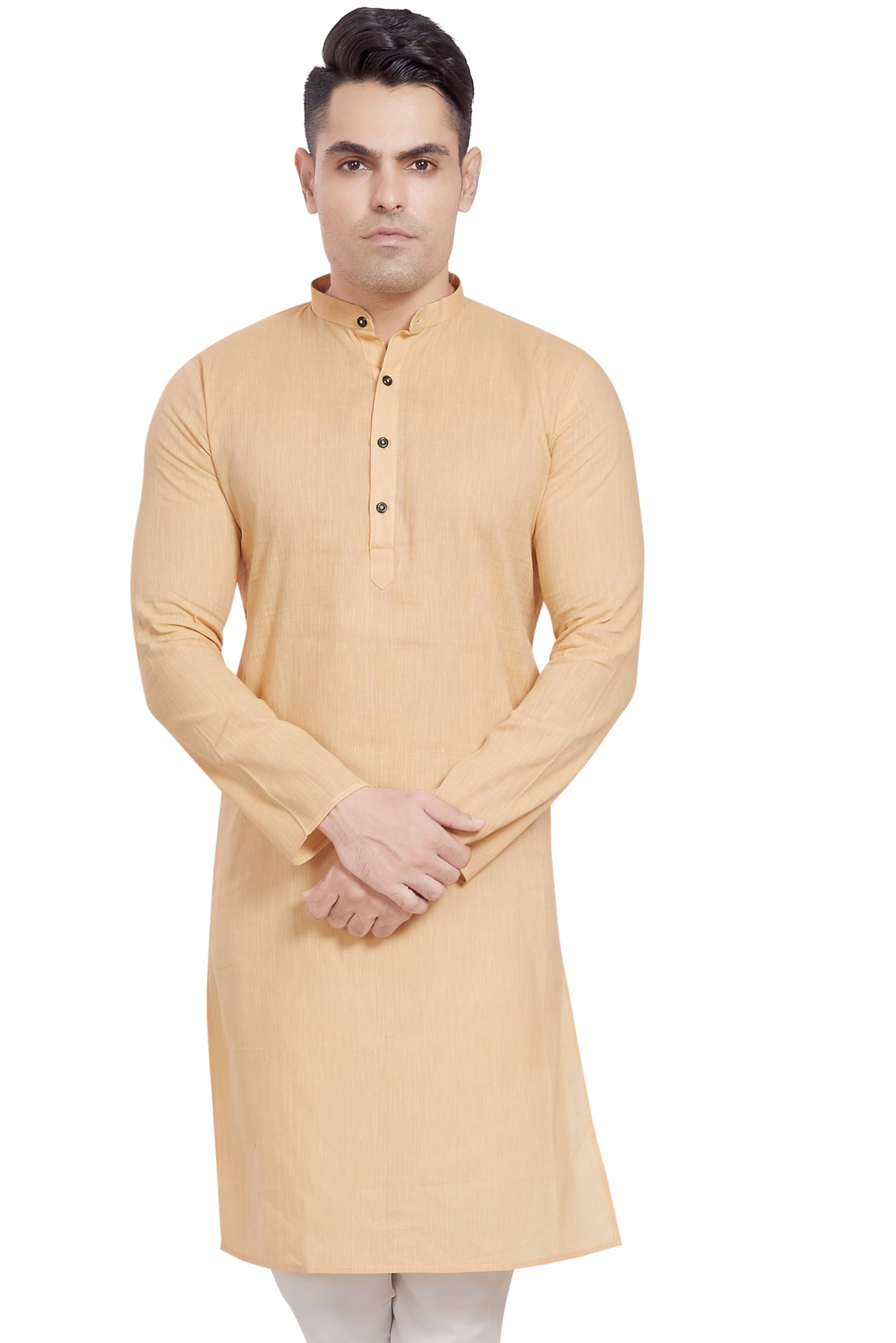 Divisive Men's Pure Cotton Only Regular Fit Long Kurta (Dkrt306_S_Beige)