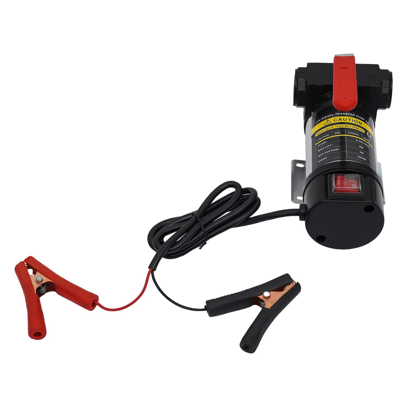 12V Dieselpumpe,200W 3600RPM Selbstansaugend Pumpe mit 45L/min 10m Förderhöhe & 5m Saughöhe,Heizölpumpe mit 2m Einlass-/4m Auslassschlauch & selbstdichtender Zapfpistole,Ölpumpe für Fahrzeuge & Boote