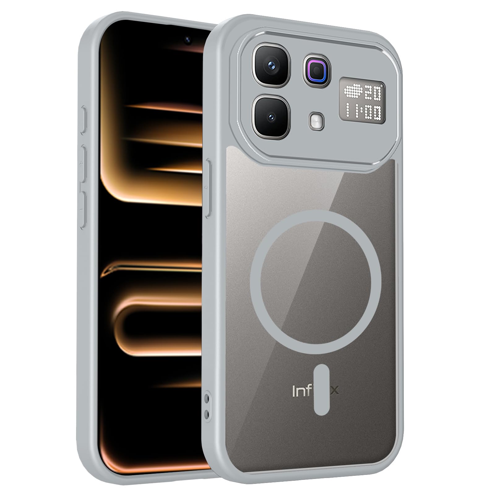 Magnetic Clear Case Compatible with Infinix Note 60 / Note 60 Pro, grey
