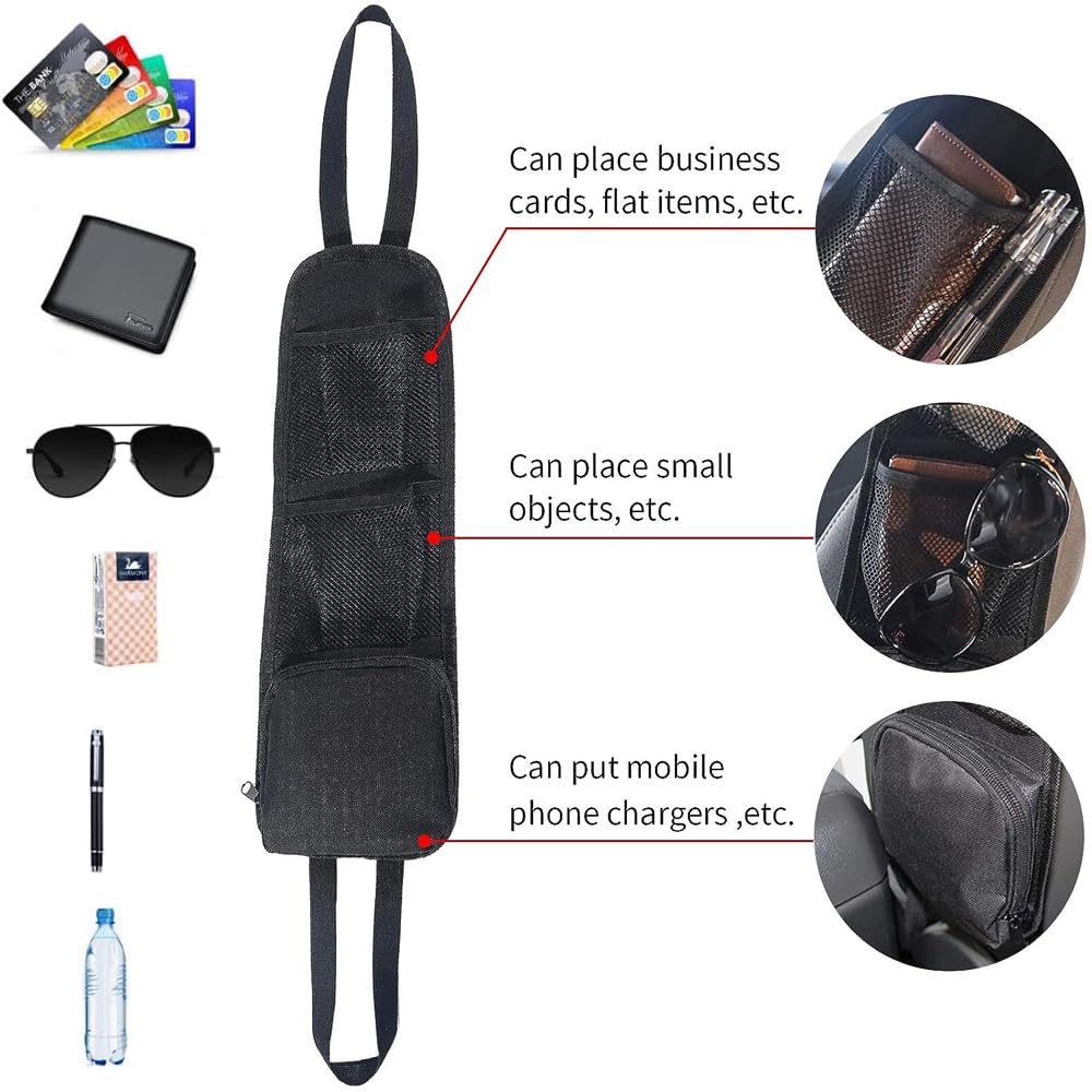 2 Borse Laterali Per Sedile Auto - Organizer Pieghevole Impermeabile 42x14 Cm, Universale, Con 3 Tasche