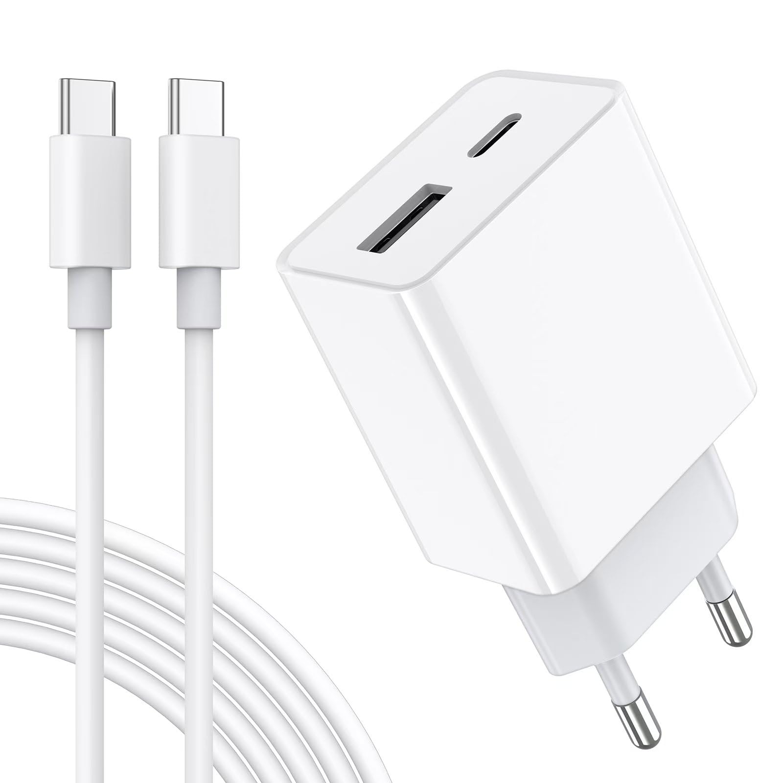 Caricatore per iPhone,Caricatore USB C,Rapido a doppia porta USB C Caricabatterie per iPhone 15/14/14 Pro/14 Pro Max/14 Plus/12/11/XS/XR/X/SE,Spina Alimentatore Presa Carica con Cavo