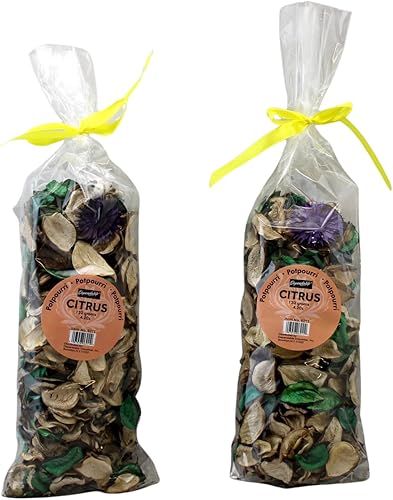 Bolsas de popurrí perfumadas a cítricos, 2 paquetes grandes, 8.4 onzas en total, pétalos secos y botánicos para cuencos y jarrones, aroma de larga