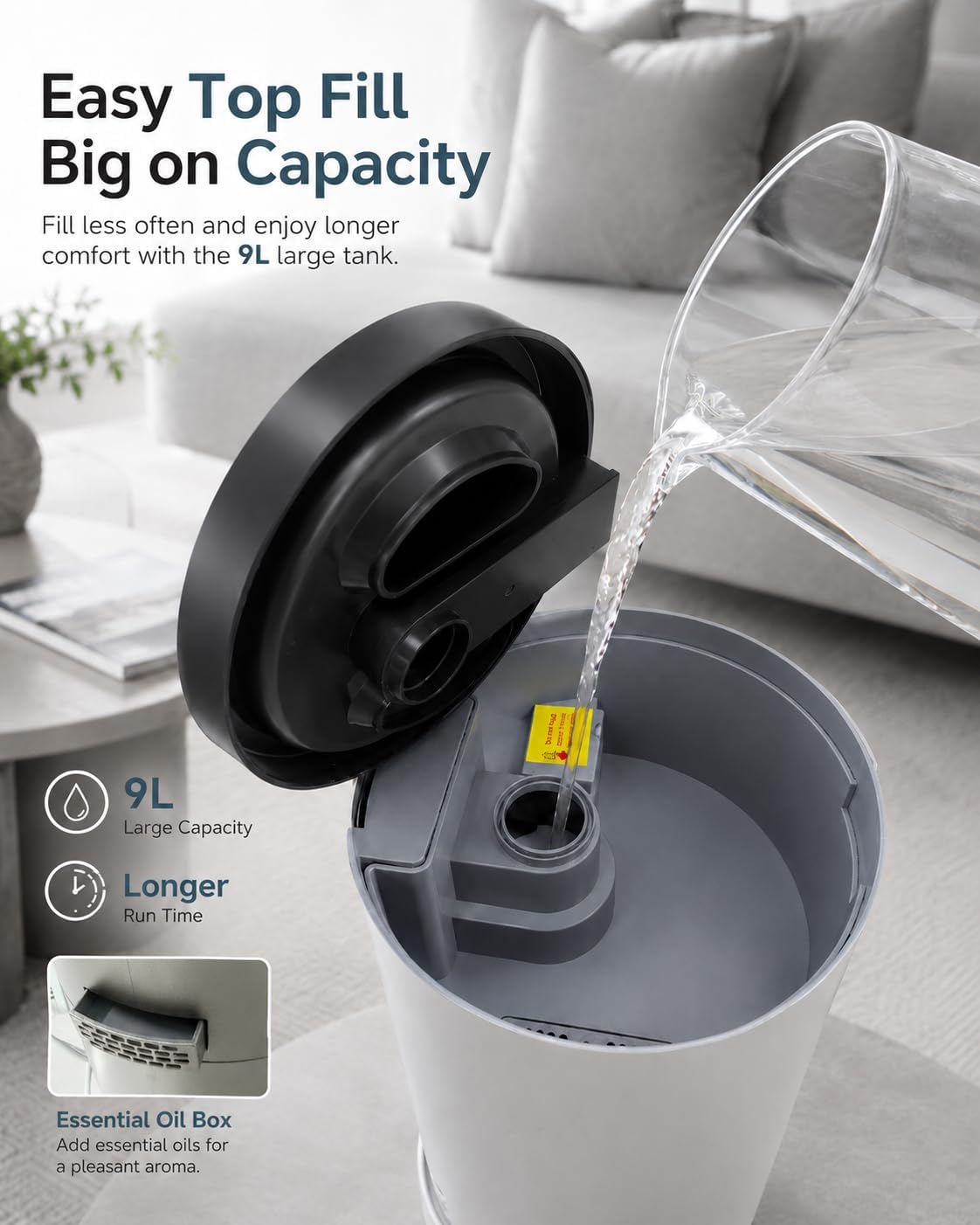 9L/2.38Gal Smart Cool Mist Humidifier with Aromatherapy, 900 ft² Large Room 7
