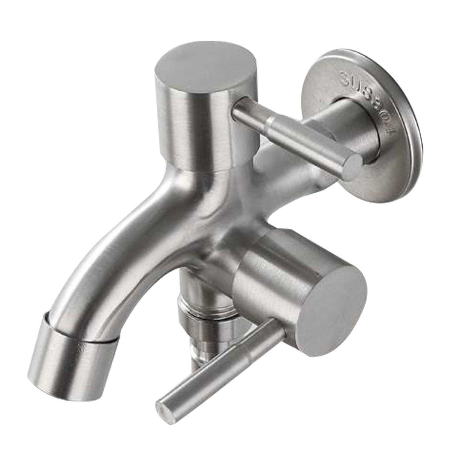 Grifo Jardin Doble Salida Grifo De Jardín Doble Salida Acero Inoxidable  Para Conectar Mangueras A La Vez Riego Versátil Grifo Exterior - Main Image