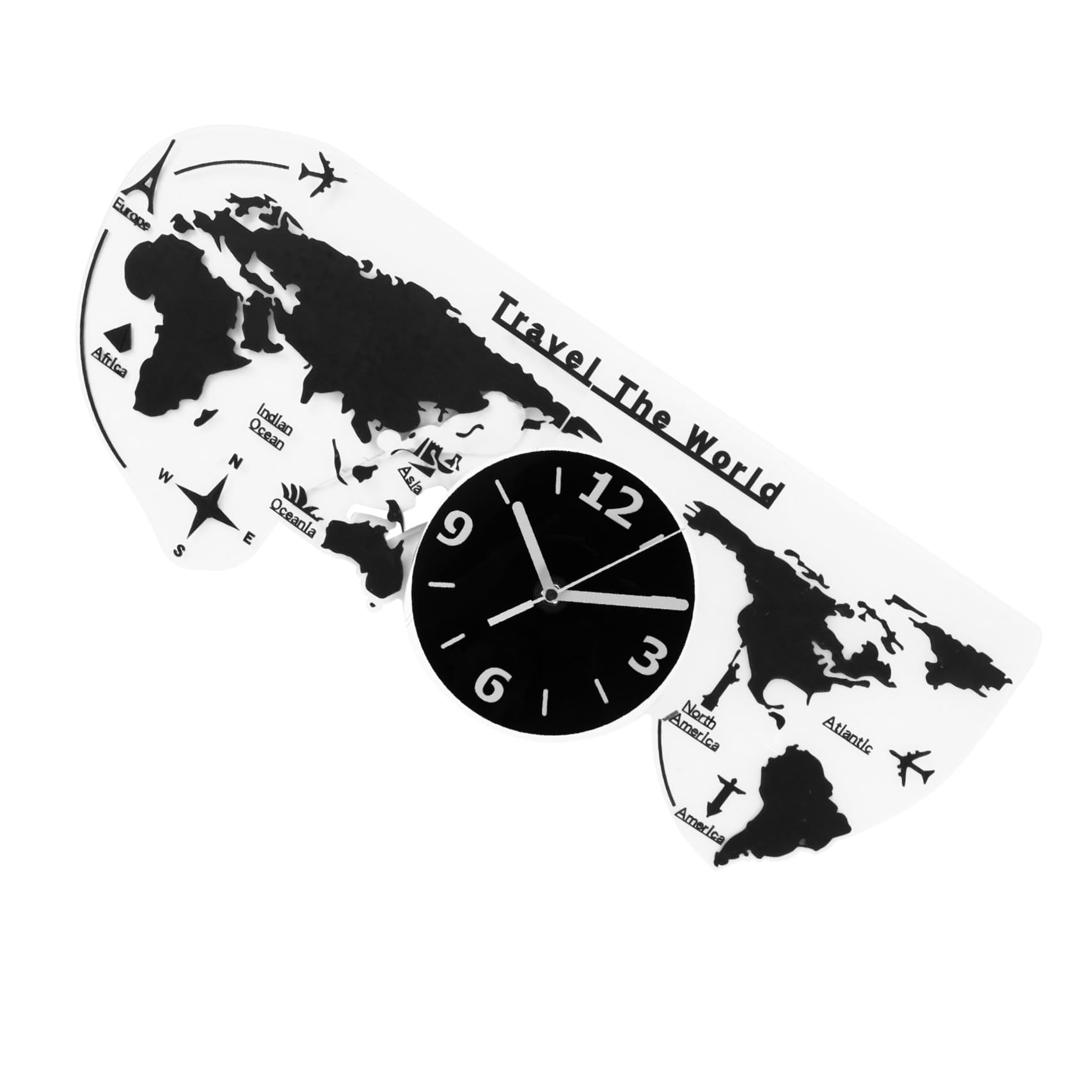Horloge murale carte du monde silencieuse pour décorer le salon