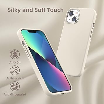 K Tomato Liquid Silicone Case Compatible with iPhone 13, Stone | Phone case for iPhone 13 6.1 inch 2021, with microfiber lining, shockproof, drop protection, anti-fingerprint