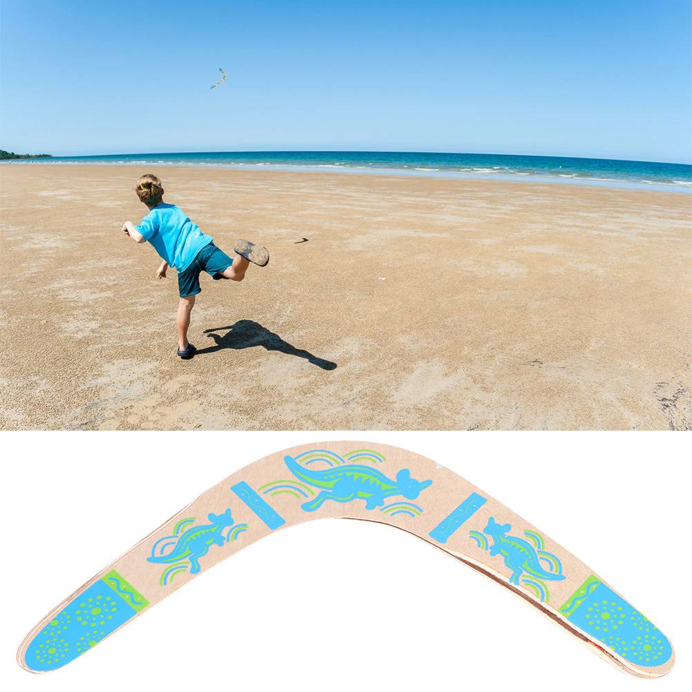 Wakects Boomerang in Legno a Forma di V, Disco Volante per Bambini, Gioco Sport all'Aria Aperta, Blu