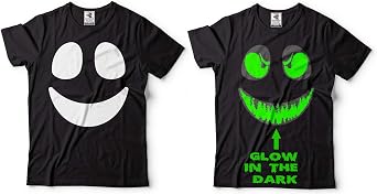 Glow in The Dark Halloween Smile Evil Face Costume Tee Shirt Party Shirts