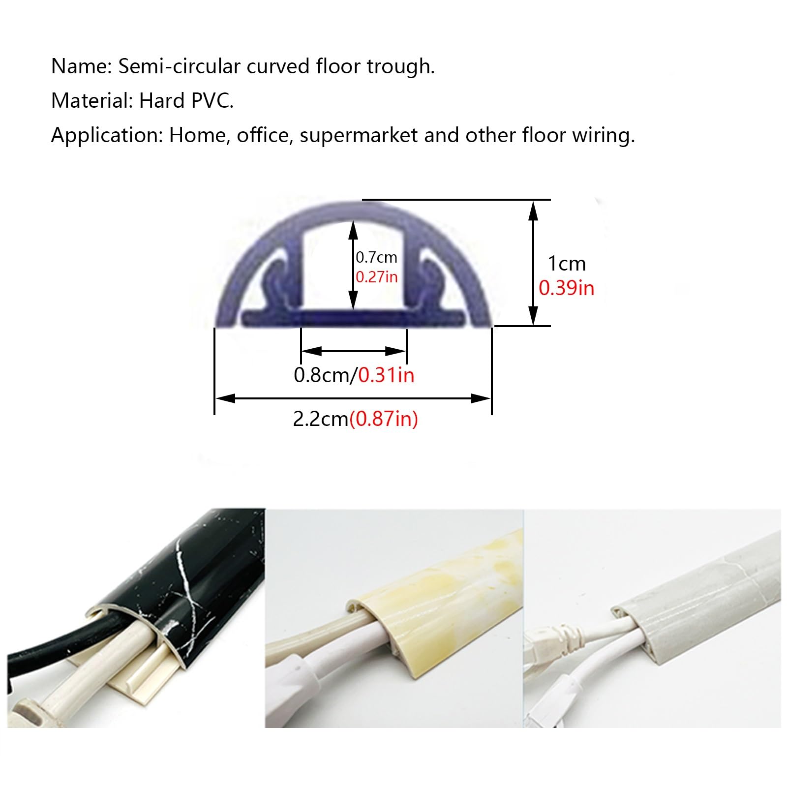 Copertura del cavo di alimentazione Canale for cavi da pavimento(Style 2,160Cm/63In)