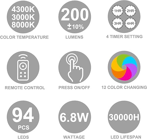 Miniatura 7 de Lámpara de mesa con control remoto, regulable al lado de la lámpara para dormitorios, lámpara de escritorio enchufable con ajuste de temporizador,