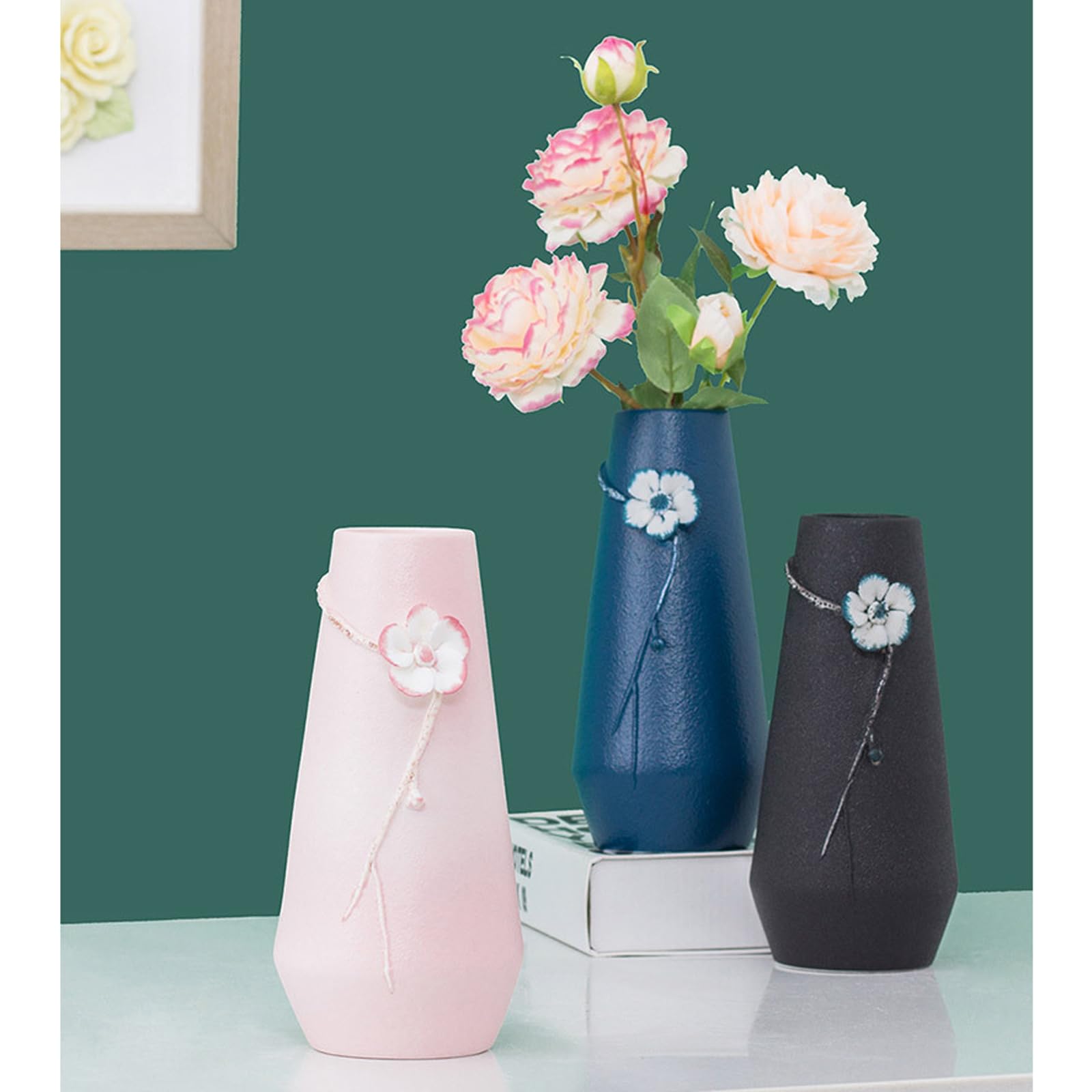 Ceramiczny wazon Wazon śliwkowy Kolorowe wazony Dekoracje wazonów do biura, stołu jadalnego, stroików i wesel,Black