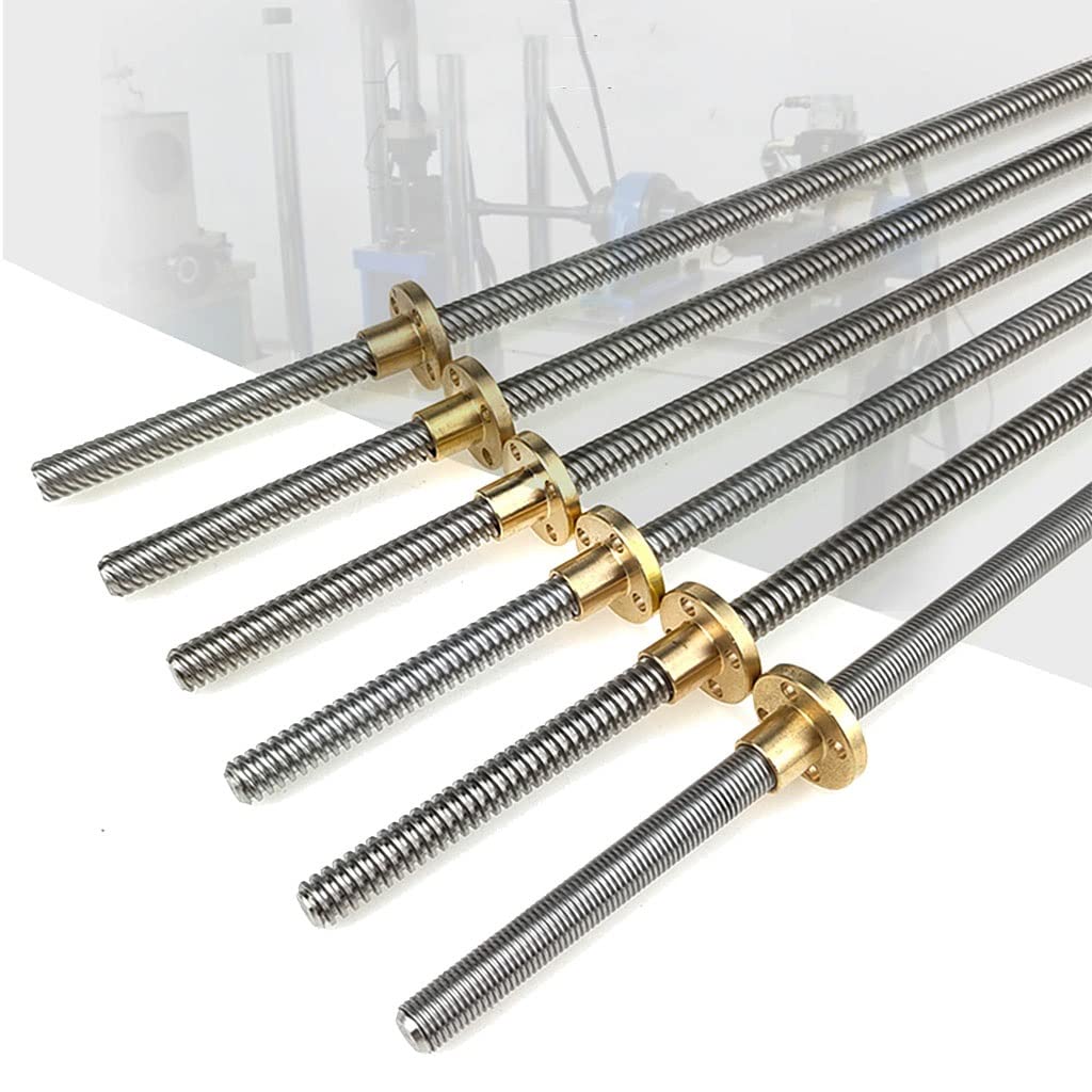 Długość 100-1200 Mm T8 Trapezowa Śruba Pociągowa Ze Stali Nierdzewnej + Miedziana Nakrętka Skok 1 Mm Skok 1 Mm Śruba Typu T Do Silnika Krokowego Drukarki 3D, 1 Szt./1000Mm With Nut