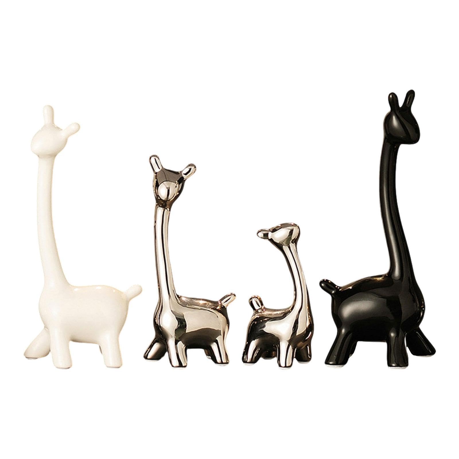 PIXZCSA Elk Deer Statue Figurines Durable Sculpture Adds Artistic Atmosphere To Any Setting Ceramic Giraffe Statue Home Decor Modern Ornament Lovely Animals, 4 pcs