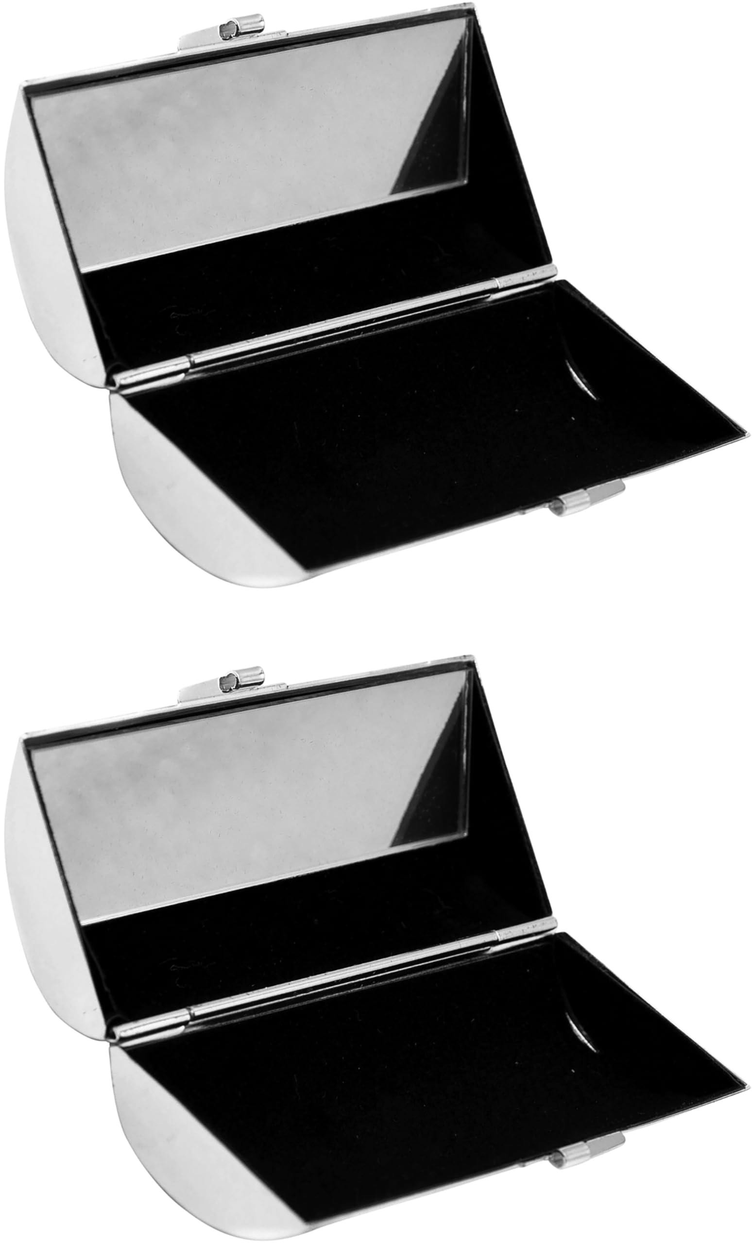 Stephanie Imports Set of 2 Capsule Shaped Lipstick Cases With Glass Mirror (Reflective Silver)
