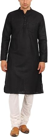 Royal Kurta Mens Linen Kurta Pyjama Set 44 Black