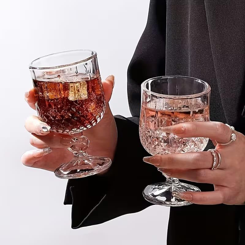 Image of PrimeWorld Premium Luxury Heavy Base Drinking Glasses Set of 6 - 180ml | Clear Tumblers for Water, Juice, Cocktails, Wine, Beer & Whiskey