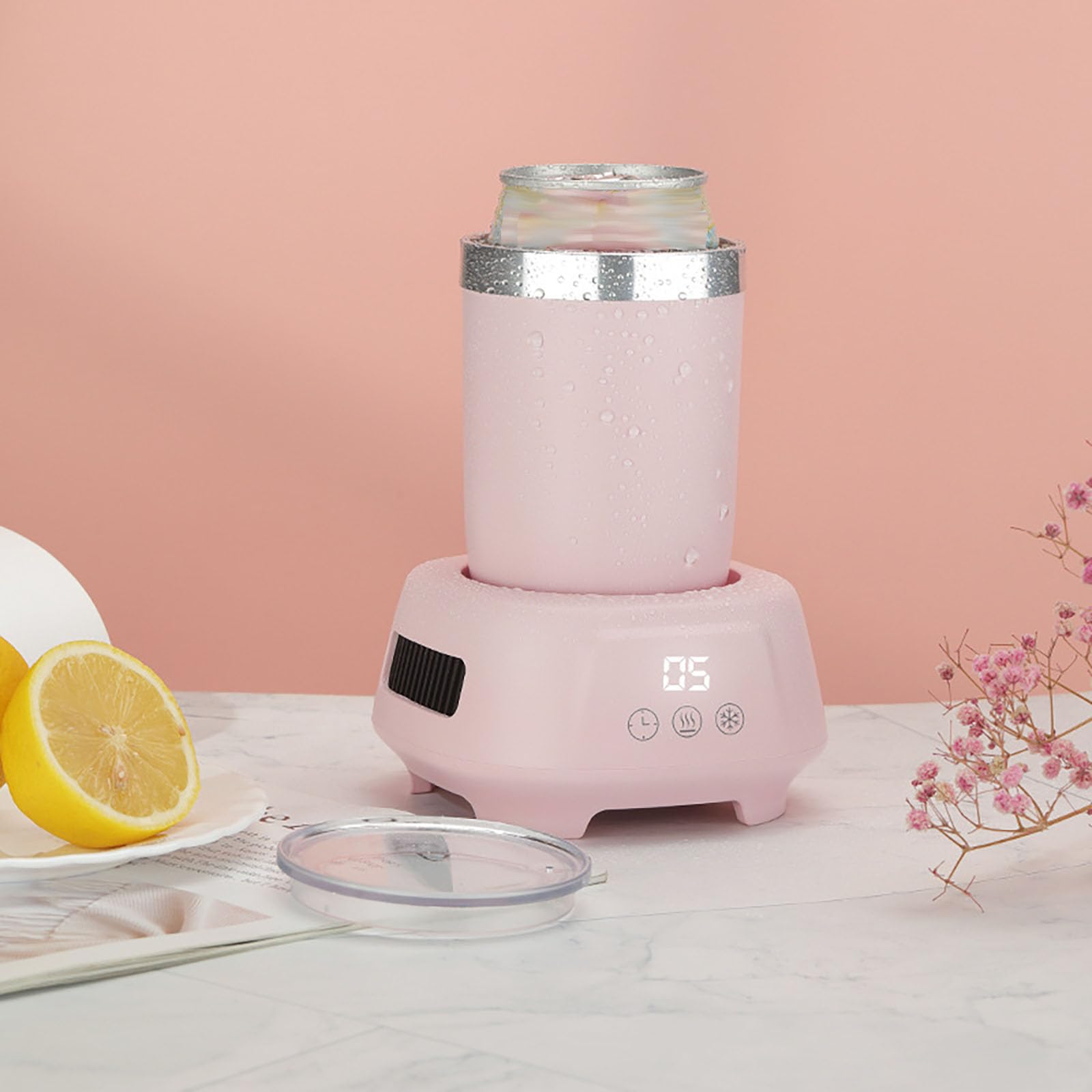 Calentador De Tazas Y Enfriador Eléctrico De Bebidas, Pantalla con Temporizador, Enfriamiento Rápido Y Conservación del Calor, Ideal para Oficina, Hogar Y Estudio,Pink-320cm