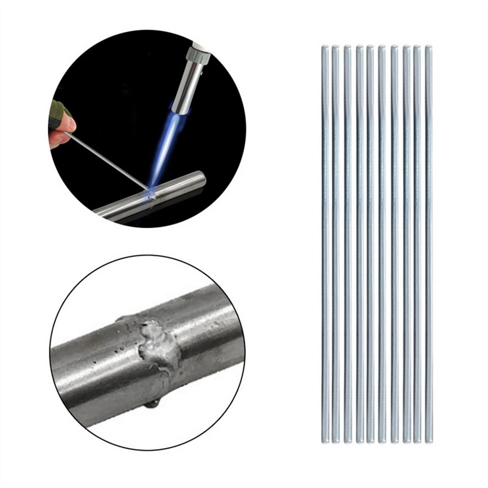 Lnanqing-Alambre De Soldadura 10 / 20/30/40 / 50 / 100pcs 1.6 / 2mm No necesita soldadura polvo polvo baja temperatura aluminio soldado de soldadura soldadura de soldadura de soldadura, No tóxico y mu