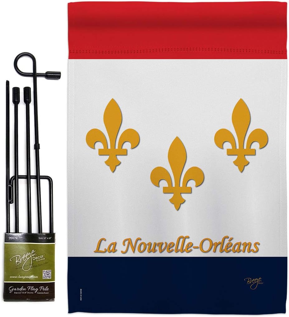 New Orleans Garden Flag Set with Stand Americana States USA American Territories Republic Country Particular Area Small Decorative Gift Yard House Banner Double-Sided Made In 13 X 18.5