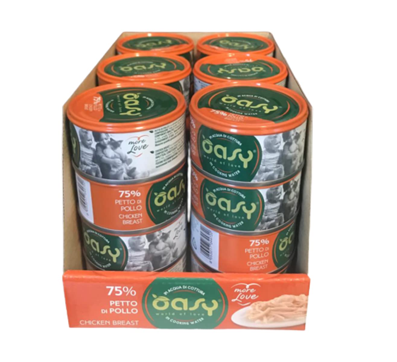 Oasy More Love Naturalna mokra karma dla dorosłych kotów Smak Pierś z kurczaka, opakowanie 24 pudełek (1 pudełko = 70 g) formuła bezglutenowa