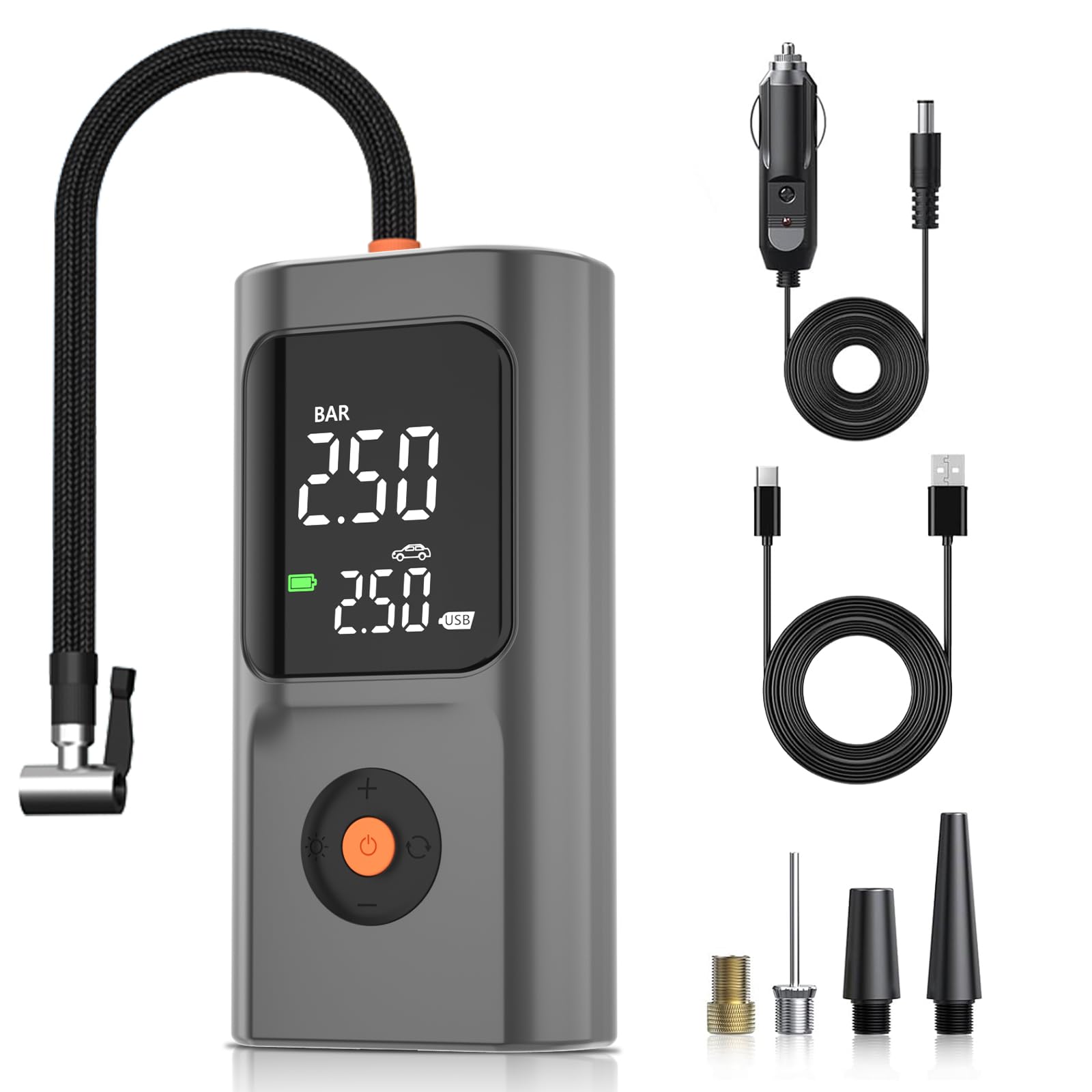 PARDUS Tire Inflator Portable Air Compressor 150PSI Air Pump For Car Tires with Digital Pressure Gauge Bike Tire — view 8