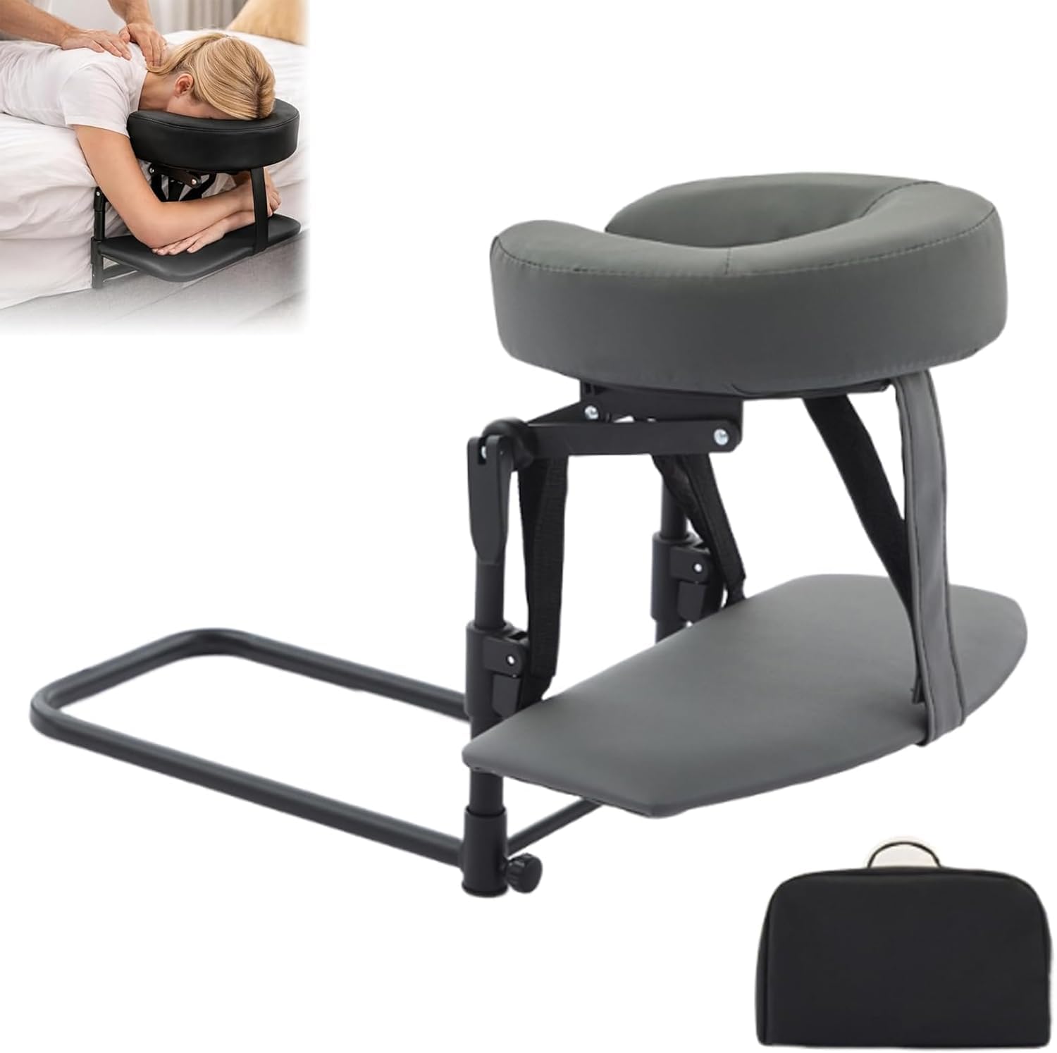 BOOZXCV Massage Headrest for Bed Mattress, Adjustable Cradle and Face Rest Support Cushion, Massage Pillow with Armlehnen for Home SPA Salon (A)