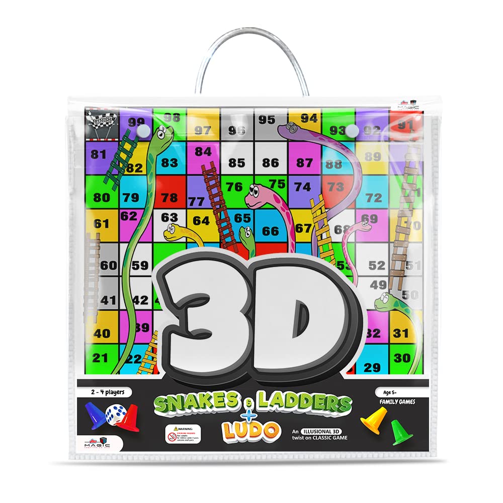 Ultra 3D Ludo, Snake and Ladder, Saap Seedhi Travel Board Game for Kids (5+Years) & Adults | 2 to 4 Players | 12 X 12 Inches (B09ZF1KBTH) Amazon Price History, Amazon Price Tracker