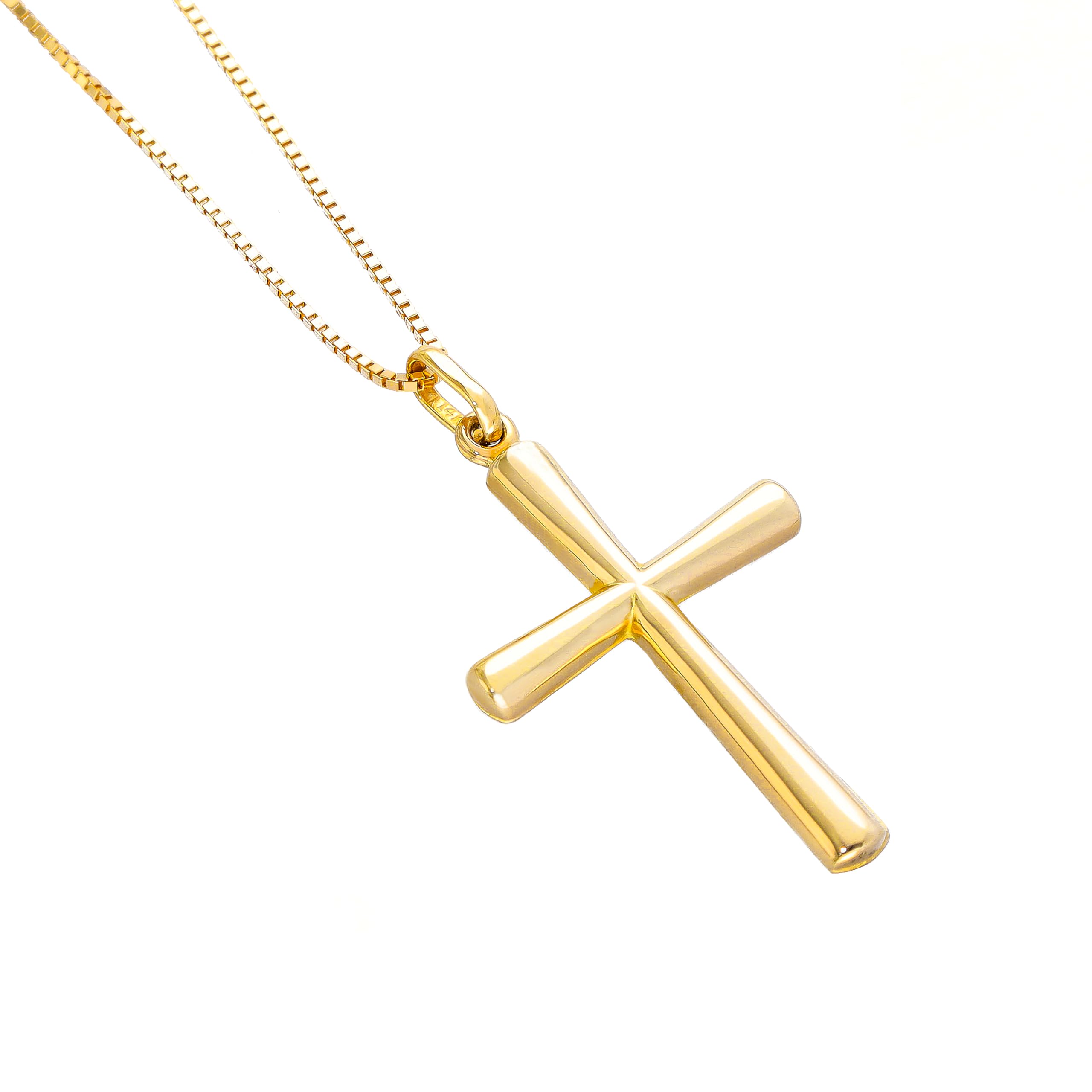 Lucchetta - 14k Gold Italian Authentic Christian Cross Necklace | High Polished Religious Gift