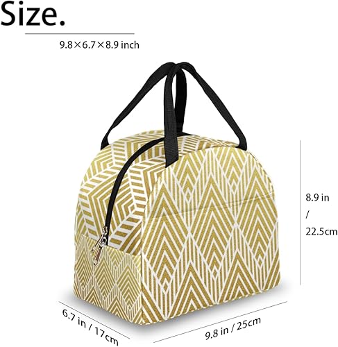 Miniatura 2 de Golden Chevron Lunch Tote Bag for Women Adult Men Aztec Insulated Lunch Box Small Leakproof Cute Lunchbox Cooler Bag Reusable Lunch Bag for Work