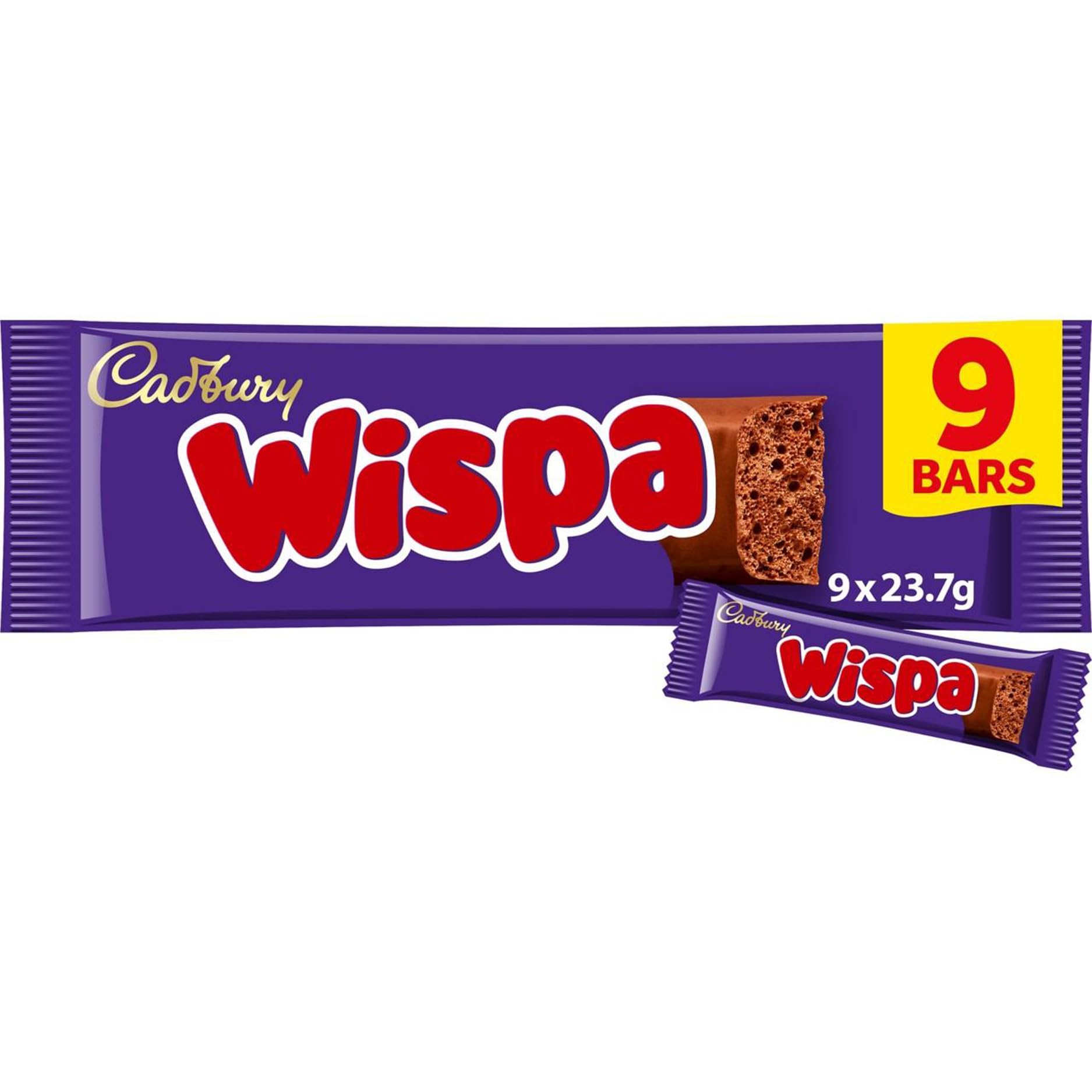 Cadbury Wispa Chocolate Bar, Velvety Bubbly Texture, (9 x 23.7 g) (Pack of 11) Total 99 Bars