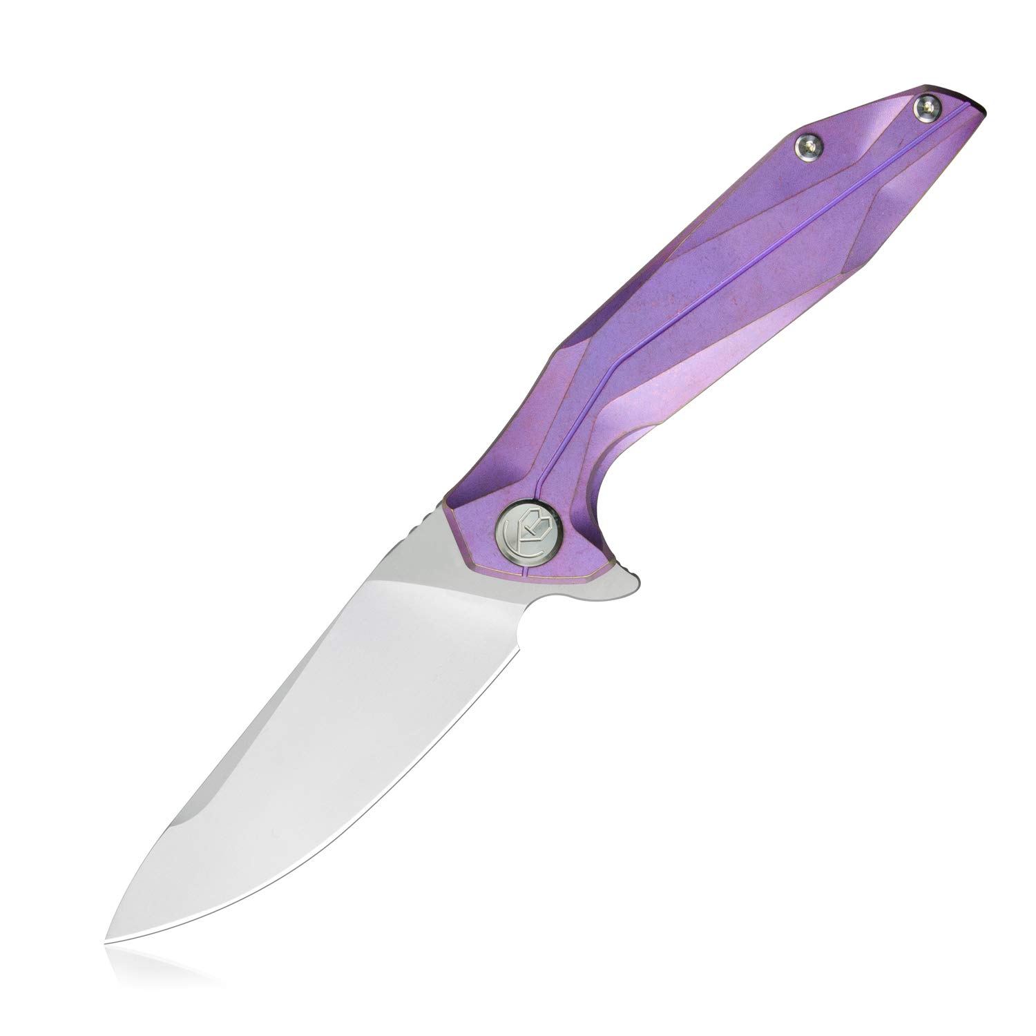 KUBEY Nova KB235 Folding Pocket Knife, 3.7-Inch Drop Point Blade and Light Titanium Handle, Tip-up Clip and Frame Lock Mechanism, for Outdoor Survival and Every Day Carry (Purple)