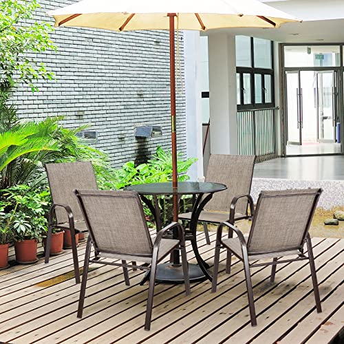 Tangkula 4 Piece Patio Dining Chairs, Outdoor Bistro Chairs W/Curved Armrests, Easy-To-Dry Fabric, Reinforced Steel Frame, Wide & Comfortable Camping Chairs For Garden, Poolside, Backyard (2, Grey) #TOP1